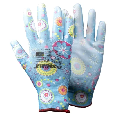 ::Рукавиці трикотажні з частичним ПУ покр р7(синій манжет)