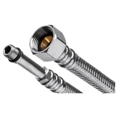 ::Шланг для води INVENA в стальному оплетінні 1/2" x M10 30см. довга голка