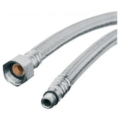 ::Шланг для води INVENA в стальному оплетінні 1/2" х М10 30см. коротка голка