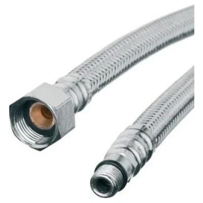 ::Шланг для води INVENA в стальному оплетінні 1/2" х М10 60см. коротка голка