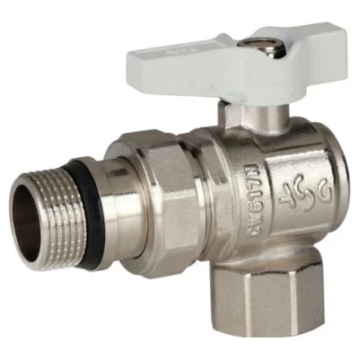 ::Кран кульовий ASG+ 1/2" з американкой кутовий білий  метелик (10/80)