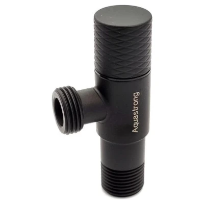 ::Кран кутовий AQUASTRONG 1/2"3х1/2"З нерж. D8  Black (D814)