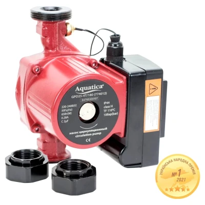::Насос циркуляційний AQUATICA з термодатчиком 65Вт Hmax 4м Qmax 63л/хв 1/2" 180мм + гайки 1"