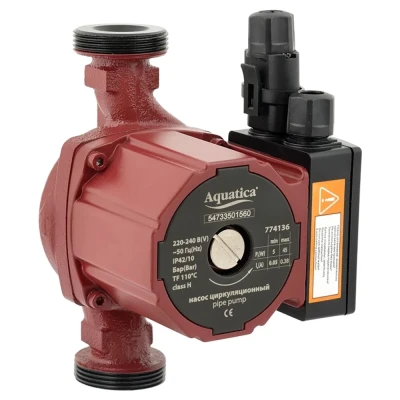 ::Насос циркуляційний AQUATICA енергозберігаючий 5-45Вт Hmax 6м Qmax 50л/хв 1 1/2" 180мм + гайки 1"