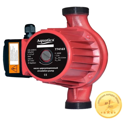 ::Насос циркуляційний AQUATICA 0.5кВт Hmax 12м Qmax 190л/хв 2" 220мм + гайки 1 1/4"