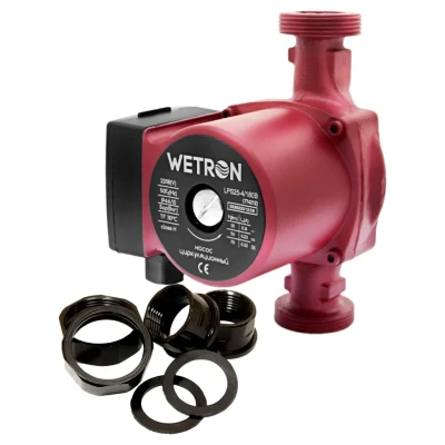 ::Насос циркуляційний WETRON 75Вт Hmax 4м Qmax 40л/хв 1 1/2" 180мм бордо + гайки 1"