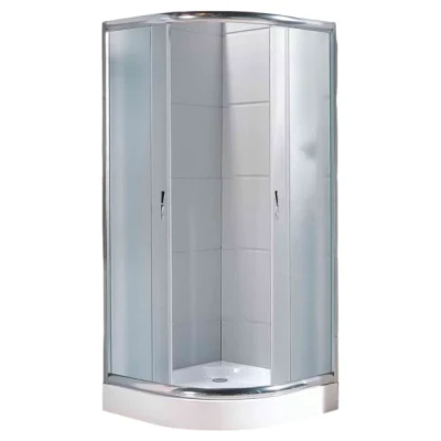 ::Кабіна душова SANTEH півкругла 8001F-ECO 80х80х195 скло фабрік з піддоном15 см проф.алюмін.хром