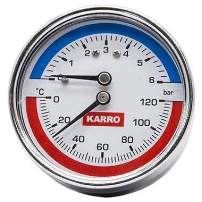 ::Термоманометр KARRO 1/2"x1/4"x80mm / 6bar,120℃ заднє підключення