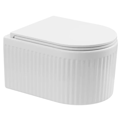 ::Підвісний унітаз INVENA Glamour безободовий QFS,ребристий з вільнопад кришкою