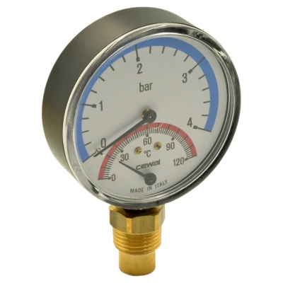 ::Термоманометр радіальний CEWAL TRP 80 VI 1/2" 0-4 бар/0-120°С