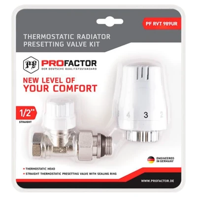 ::Комплект радіаторний термостатичний PROFACTOR 1/2" прямий з преднастройкою