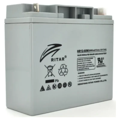 ::Акумуляторна батарея RITAR AGM HR12-60W, Gray Case, 12V 17.0Ah