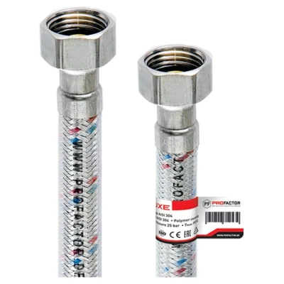 ::Шланг в нержавіючому обплетені PROFACTOR 0,3м  1/2"  ВВ (в силіконі)