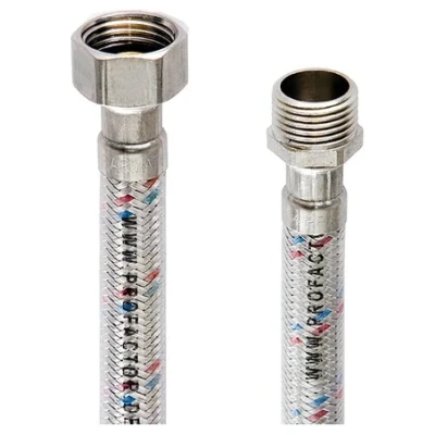 ::Шланг в нержавіючому обплетені PROFACTOR 1,0м  1/2"  ЗВ (в силіконі)