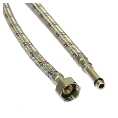 ::Шланг в нержавіючому обплетені PROFACTOR 1/2" М10 довга голка 1,0м  (в силіконі)