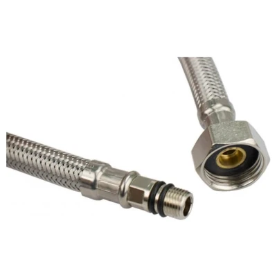 ::Шланг в нержавіючому обплетені PROFACTOR 1/2" М10 коротка голка 0,6м  (в силіконі)