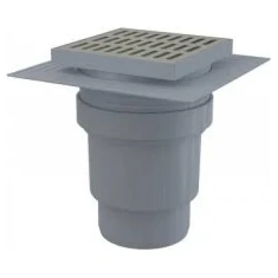 ::Зливний трап ALCAPLAST 150×150/110 мм прямий стік решітка з нержавіючої сталі гідрозатвор мокрий
