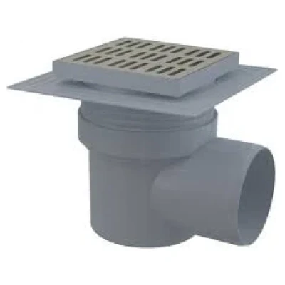 ::Зливний трап ALCAPLAST 150×150/110 мм бічний стік решітка з нержавіючої сталі гідрозатвор мокрий
