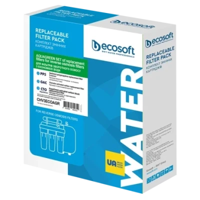 ::Покращений комплект картриджів ECOSOFT 1-2-3 для фільтрів зворотного осмосу з економією води