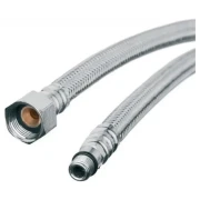 Шланг для води INVENA в стальному оплетінні 1/2" х М10 40см. коротка голка