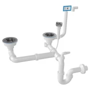 Сифон-автомат для мийки подвійний 40см NOVA 1/2" з відводом для пралки (1199.060N)