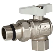 Кран кульовий ASG+ 1/2" з американкой кутовий білий  метелик (10/80)