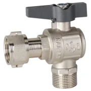 Кран кульовий ASG+ 1/2" ЗВ з накидною гайкою кутовий метелик (12/96)
