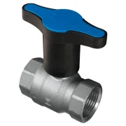 Кран кульовий HERZ 3/4" ВВ пластикова Т-подібна ручка, синя