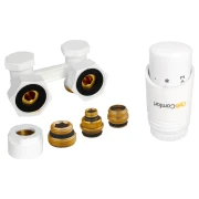 Комплект радіаторний приєднувальний OptiComfort кутовий білий, нижня підводка