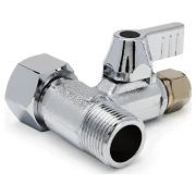 Адаптер латунний із кульовим краном 3/8" РЗ х 3/8" РВ х 1/4" труба