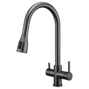 Змішувач кухонний FABIANO FKM 3122 Black Steel під осмос
