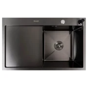 Мийка кухонна CM 78*50 R чорна PVD VALESO Handmade (круглий сифон 3,0/1.0)