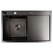 Мийка кухонна CM 78*50 L чорна PVD VALESO Handmade (круглий сифон 3,0/1.0)