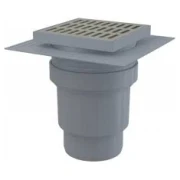 Зливний трап ALCAPLAST 150×150/110 мм прямий стік решітка з нержавіючої сталі гідрозатвор мокрий